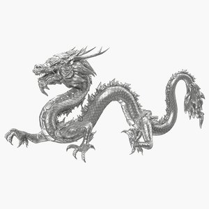 3D silver chinese dragon statue