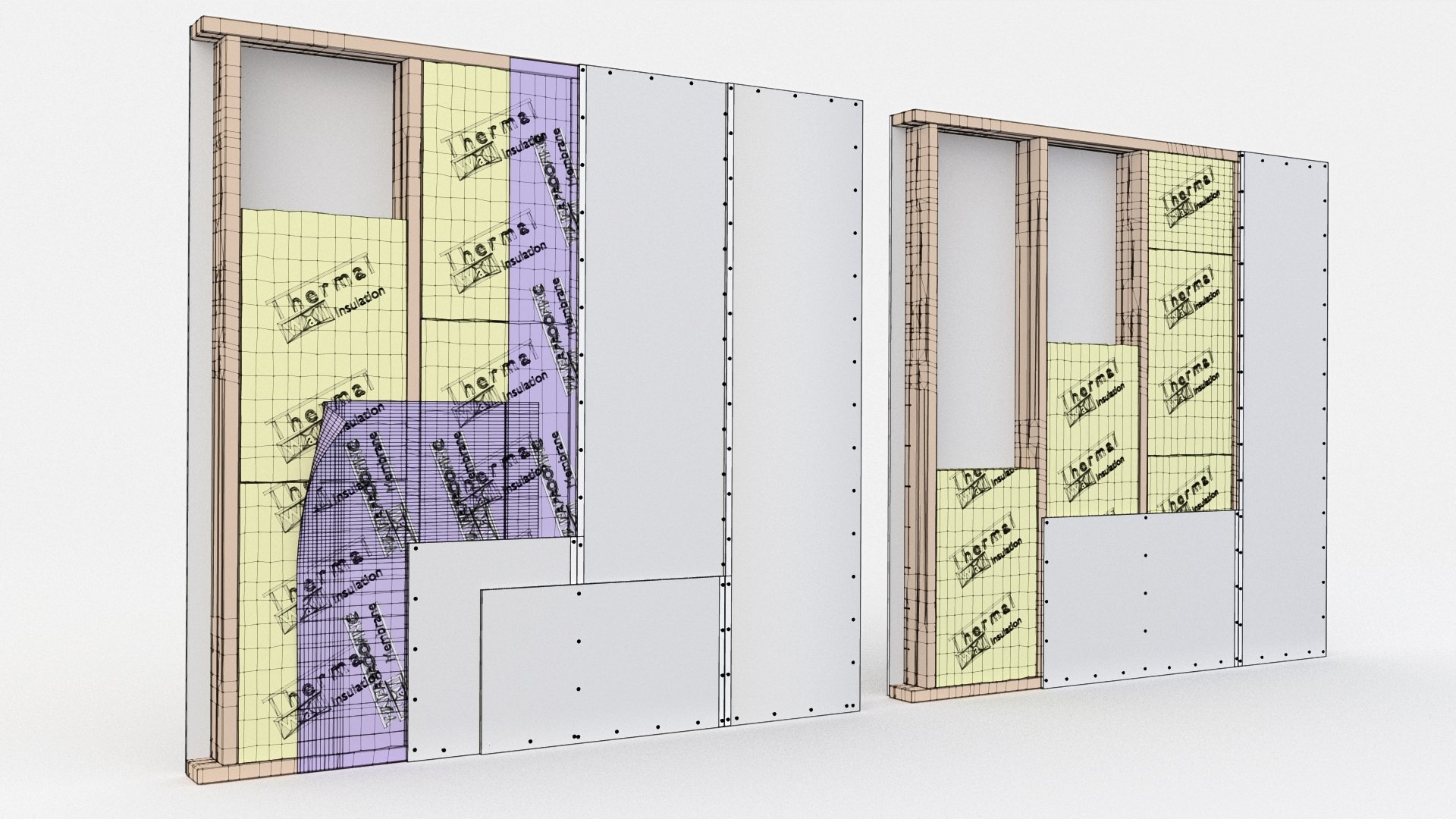 Wall partitions insulation 3D model TurboSquid 1529130