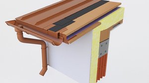 thermal metal roof gutter 3D model