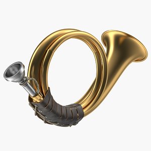 3D golden hunting horn
