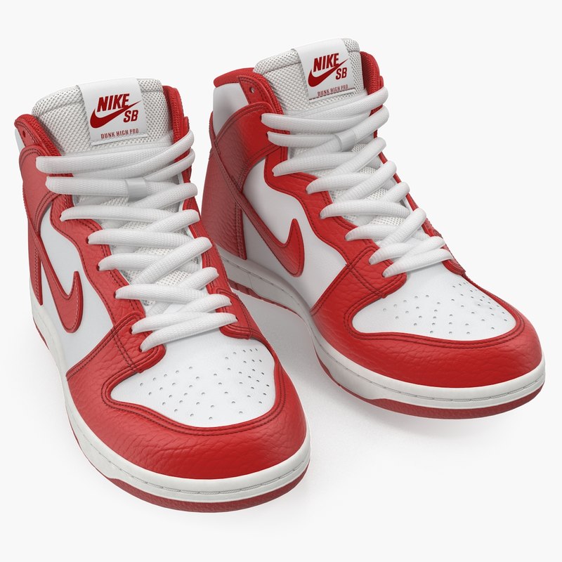 modèle 3D de Chaussure de skate Nike Dunk High Pro Red