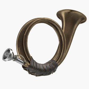 3D vintage hunting horn model