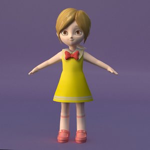 girl cartoon toon 3D model