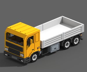 voxel flatbed truck 3D model