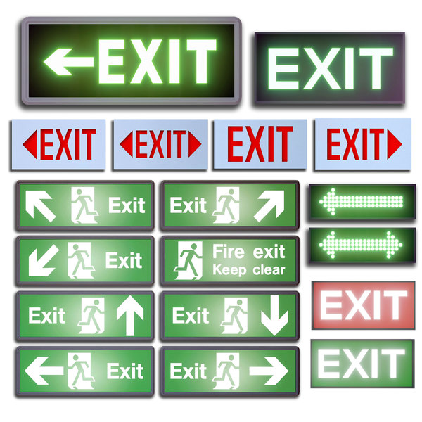 emergency exit sign light 3d model
