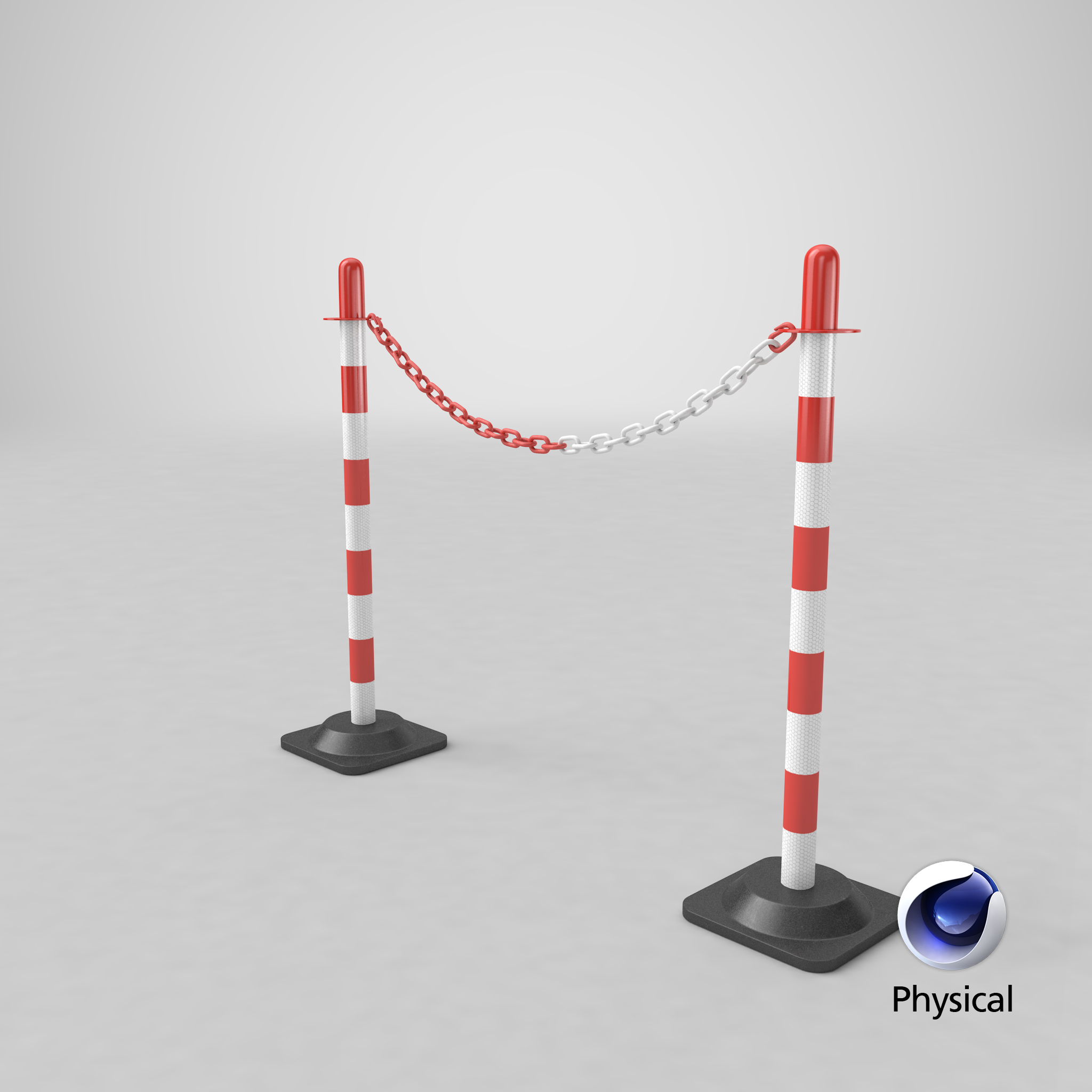 3D parking barrier posts chain TurboSquid 1381393