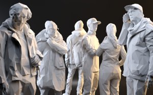 rigged bipeds crowd character studio 3D model