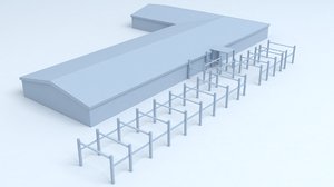 3D factory industrial building model
