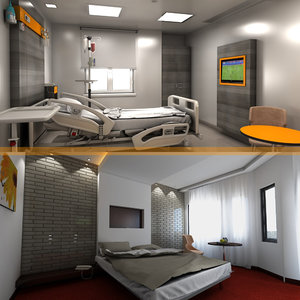 hospital hotel room 3D model
