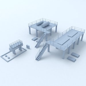 3D factory industrial buildings
