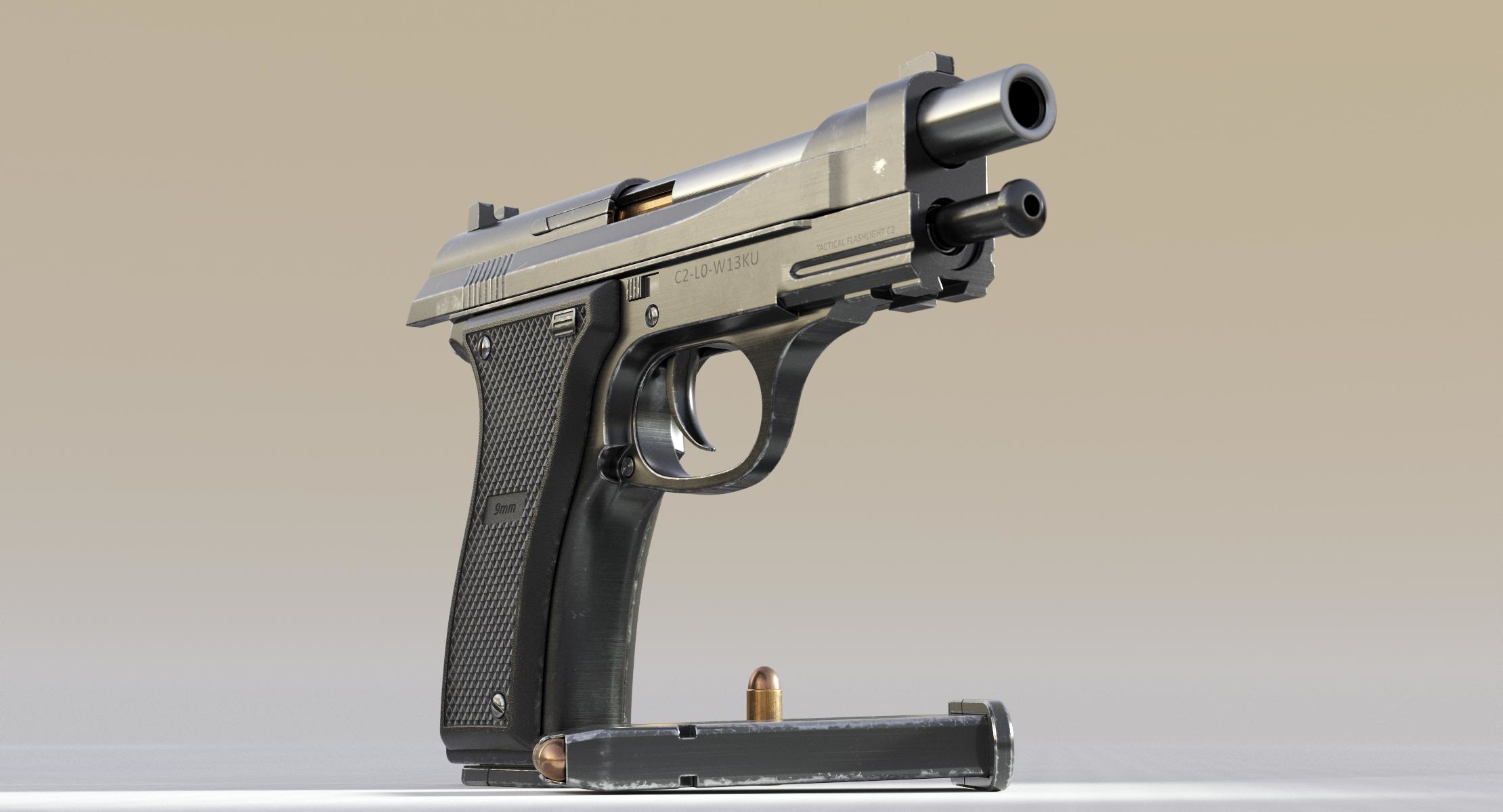 3d 9mm pistol model