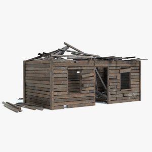 old broken shed shack 3D model