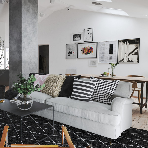 3D realistic scandinavian interior model