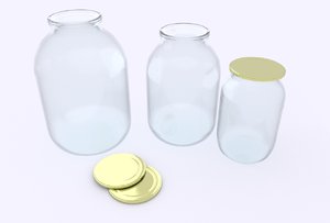 glass jars ussr standart 3D