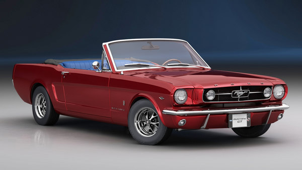 Ford Mustang Gt 1965 Cabrio Niedriger Innenraum 3d Modell Turbosquid