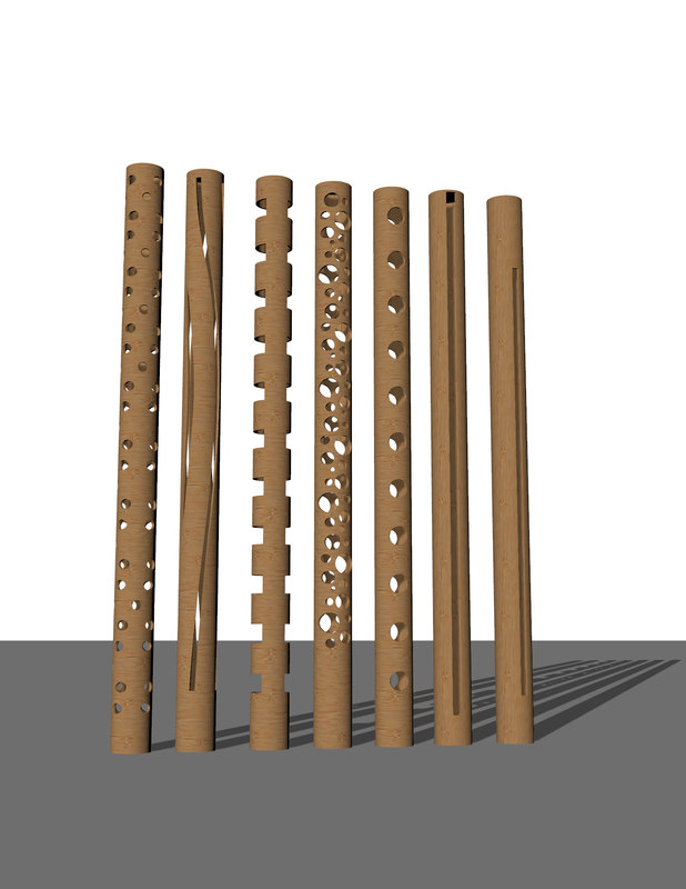 3d Bamboo Bollard Lights Architectural Model Turbosquid