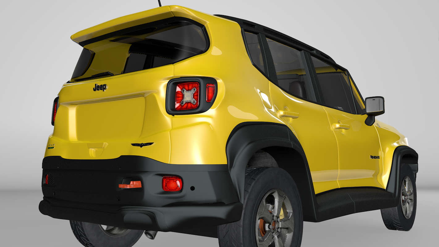 Jeep renegade yellow trailhawk model TurboSquid 1381985