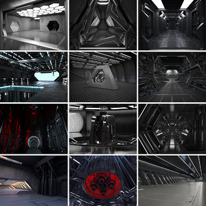 12 sci fi interiors 3D model