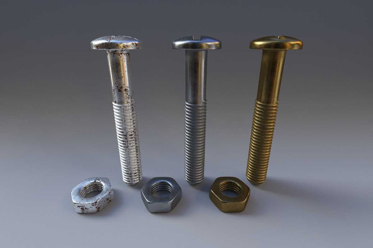 Screws nuts brass 3D model TurboSquid 1384428