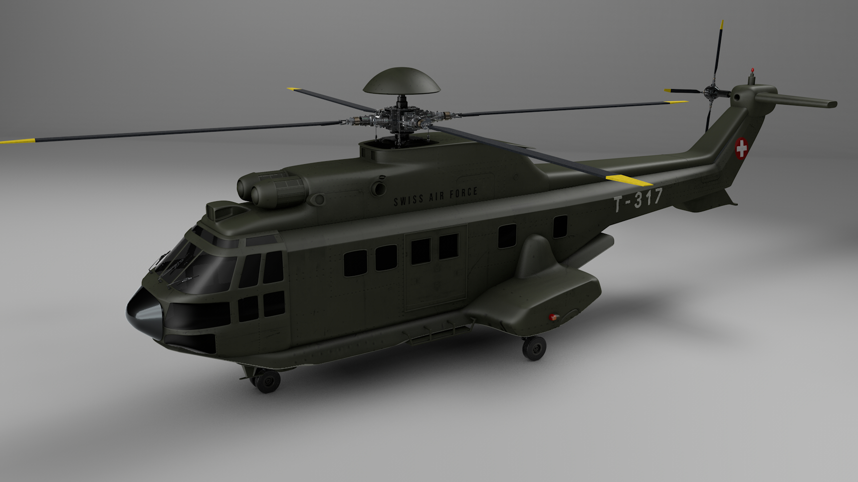 欧洲直升机公司as332 swiss air force l0773d模型