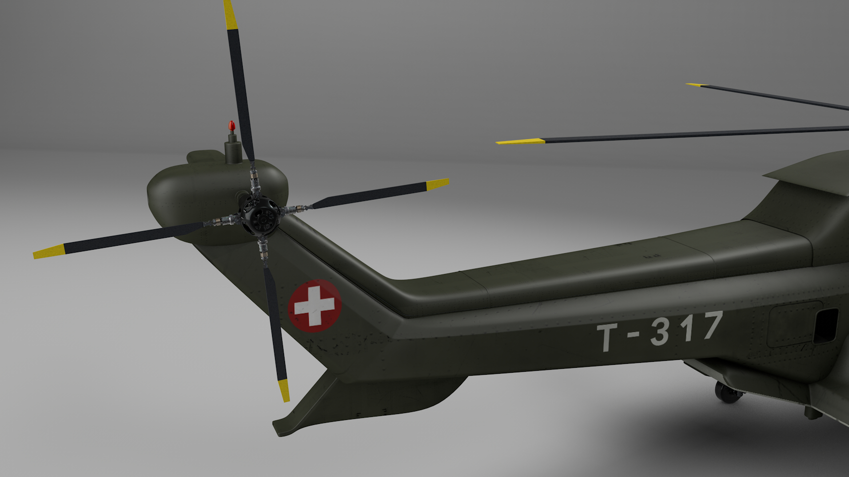 欧洲直升机公司as332 swiss air force l0773d模型