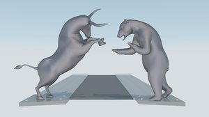 3D bull bear statue model