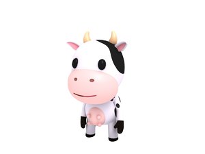 rigged cartoon cow character 3D model