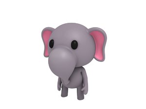 3D model rigged cartoon elephant