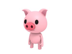 rigged cartoon pig 3D