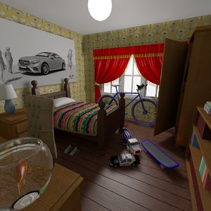 3D cartoon boy s bedroom