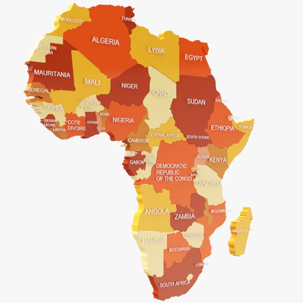 3D africa colored modeled