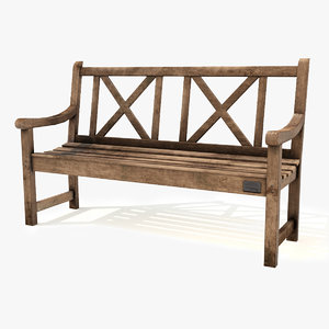 ready wooden bench 3D