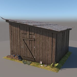 3D wooden shed model