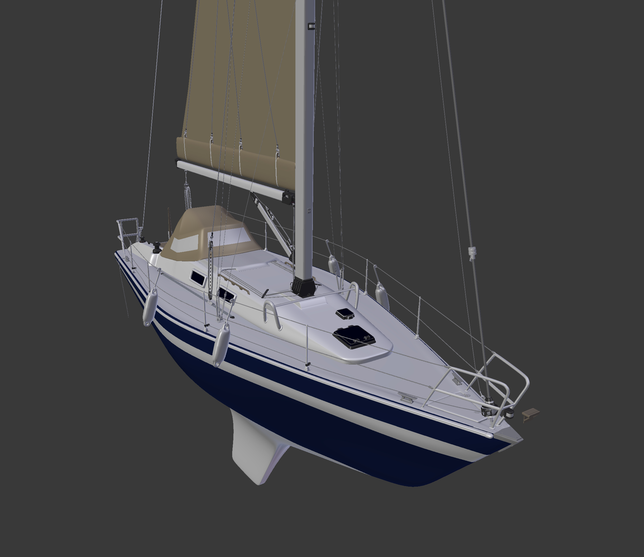 详细的帆船3d模型