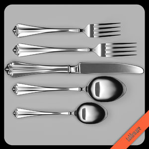3D cutlery table knife spoon