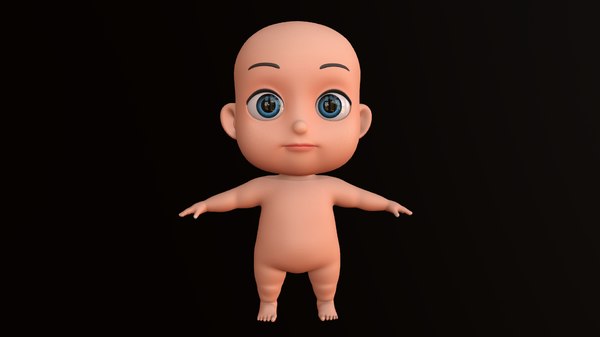 3D model base baby boy rig