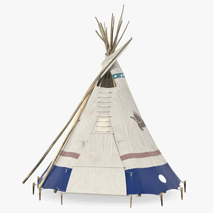 traditional canvas teepee 3D