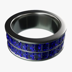 platinum ring sapphires 3D