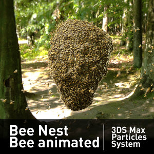 3D particles bee nest flying