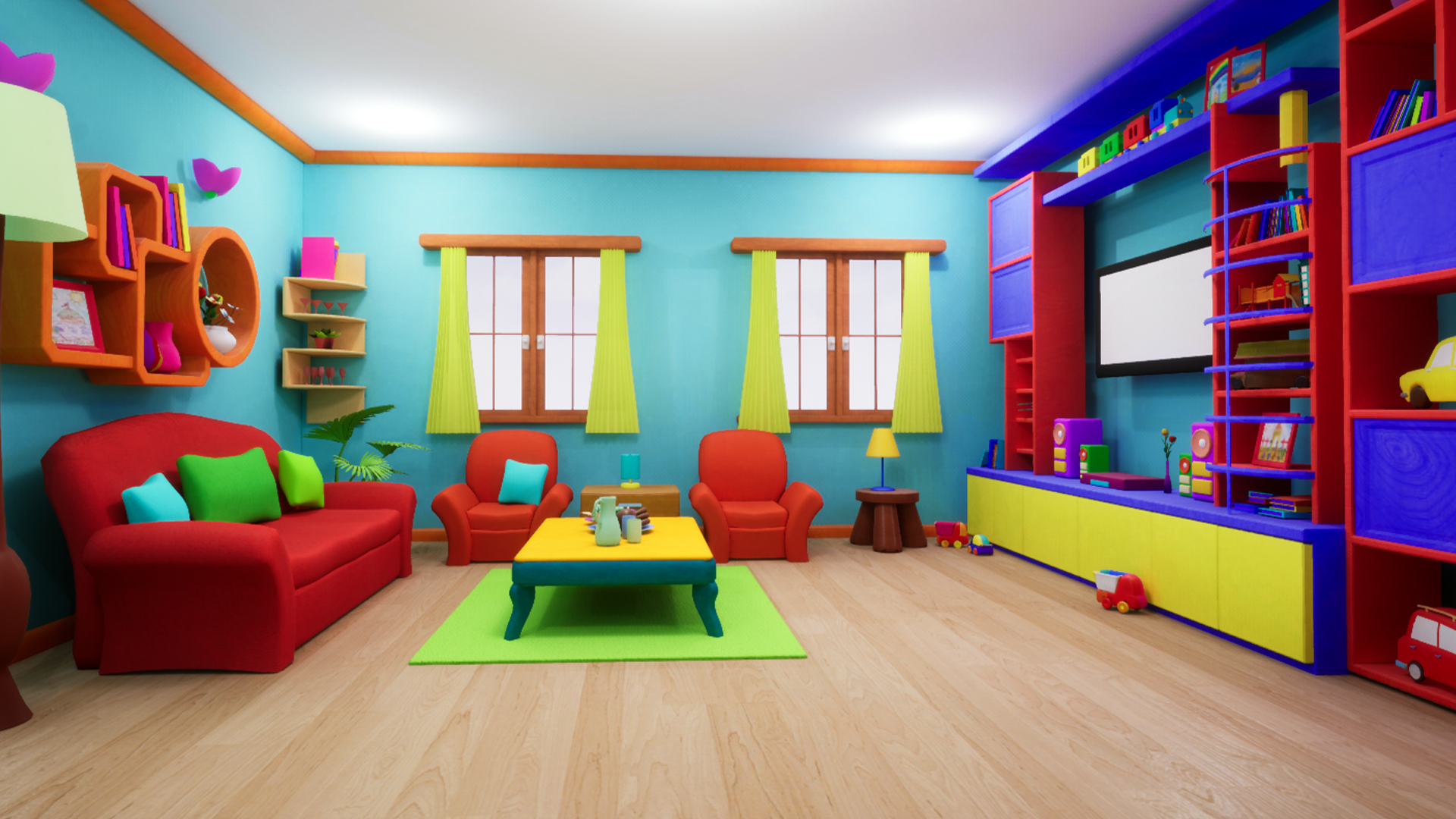 Living Room Cartoon Background – Modern Home