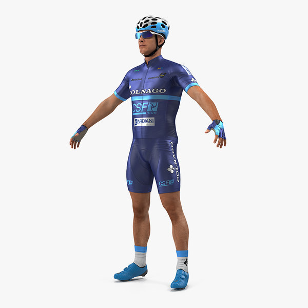 athlete cyclist blue rigged 3D model