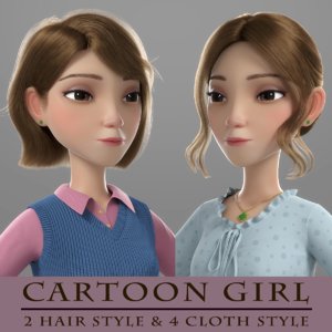 cartoon girl norig 3D