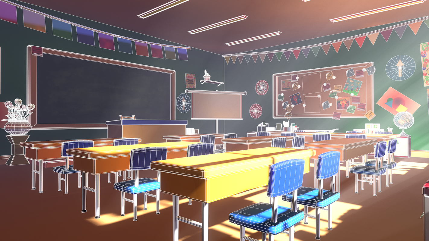 3D classroom 02 cartoon - model - TurboSquid 1389590