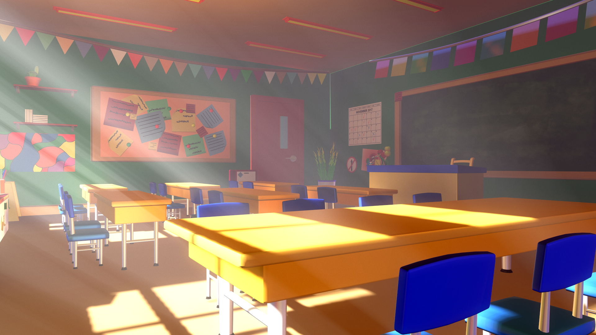 3D classroom 02 cartoon - model - TurboSquid 1389590