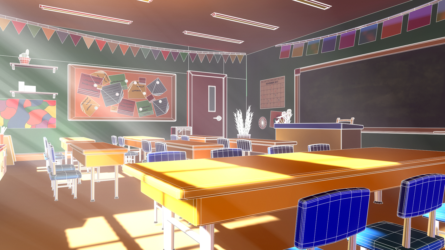 3D classroom 02 cartoon - model - TurboSquid 1389590