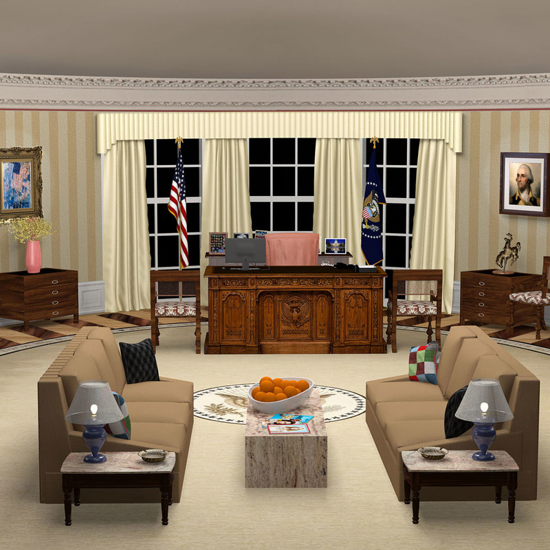 3D presidential oval office TurboSquid 1390140