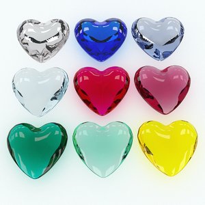 3D model set heart shaped gemstone