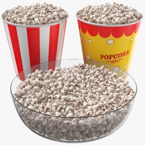 real popcorn cups bowl 3D model