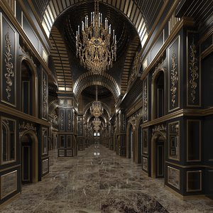 3D model classic interior room scene