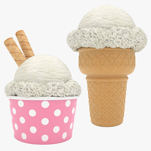 ice cream vanilla set 3D model